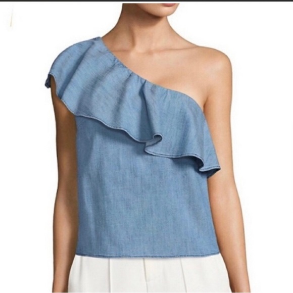 COPY- NWT Saks Fifth Avenue Exclusive Alice & Olivia Chambray Calla Top … - Picture 3 of 12